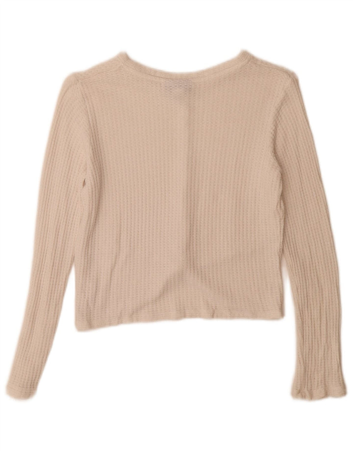Topshop Womens Crop Top Long Sleeve UK 8 Small  White Viscose