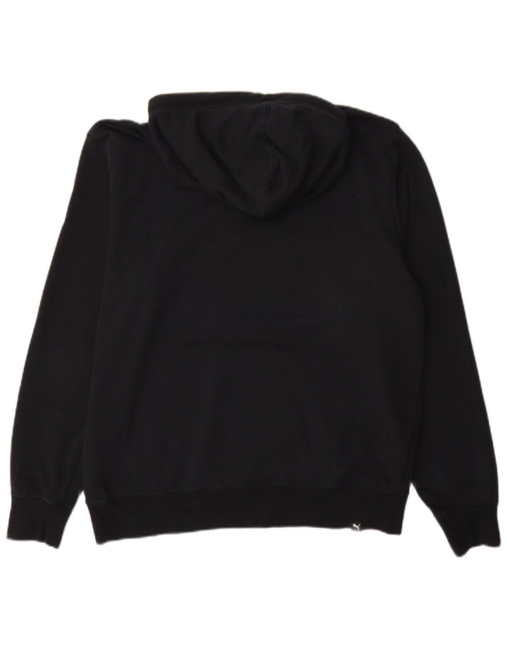 PUMA Mens Graphic Hoodie Jumper Large Black Colourblock Cotton