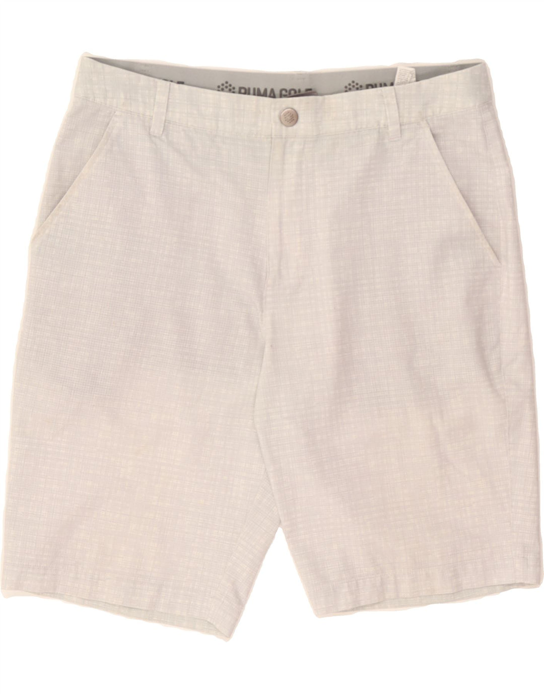 PUMA Mens Chino Shorts W32 Medium Grey Check Polyester Vintage Puma and Second-Hand Puma from Messina Hembry 