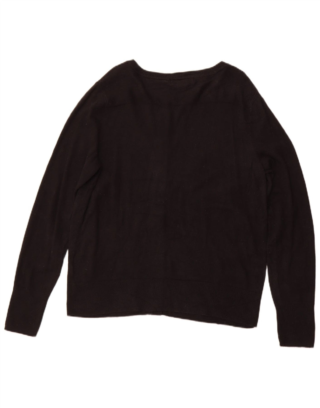 EDDIE BAUER Womens Cardigan Sweater UK 16 Large Black Cotton