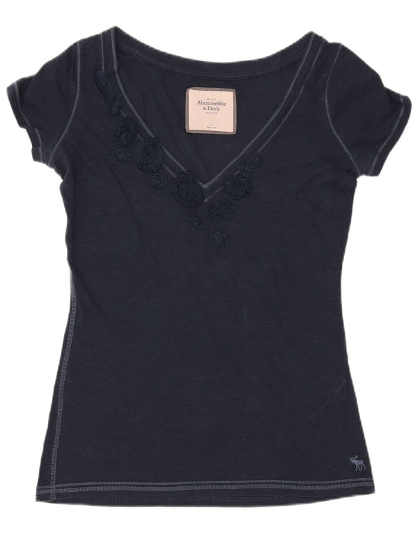 ABERCROMBIE & FITCH Womens T-Shirt Top UK 16 Large Navy Blue Flecked