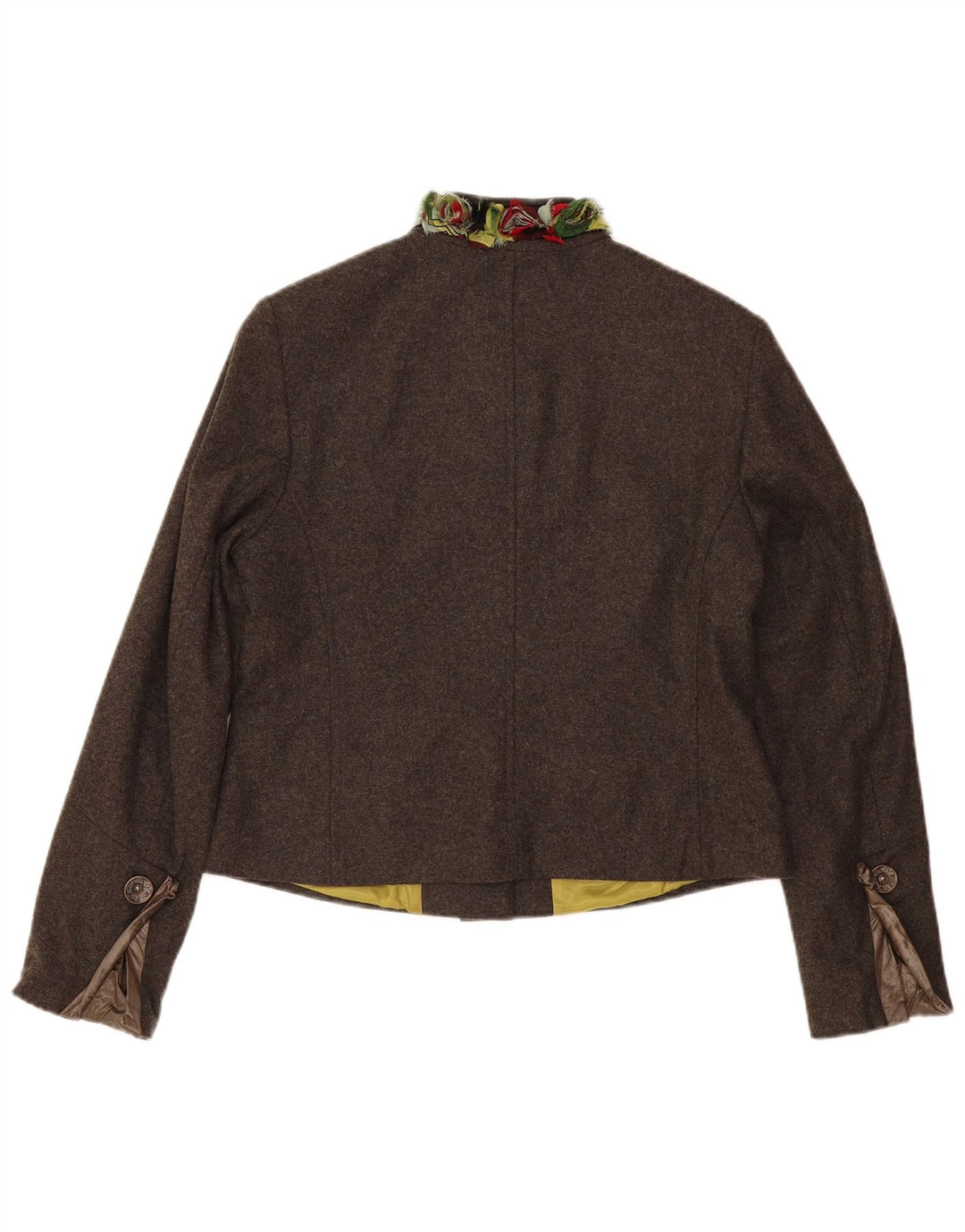 Vintage Womens 7 button Blazer Jacket EU 42 Large Brown Virgin Wool