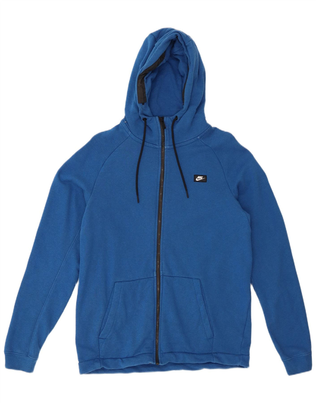 NIKE Mens Zip Hoodie Sweater Medium Blue Cotton