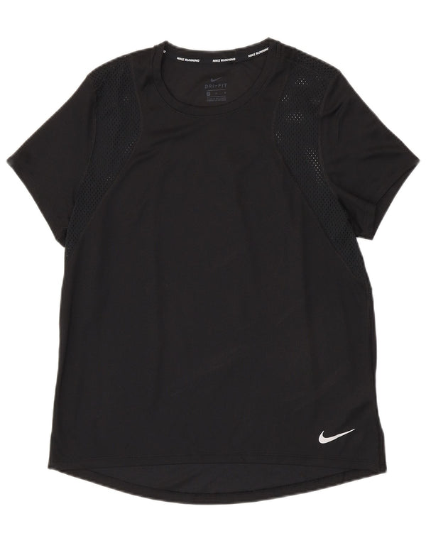 NIKE Womens Dri Fit T-Shirt Top UK 14 Medium Black Polyester