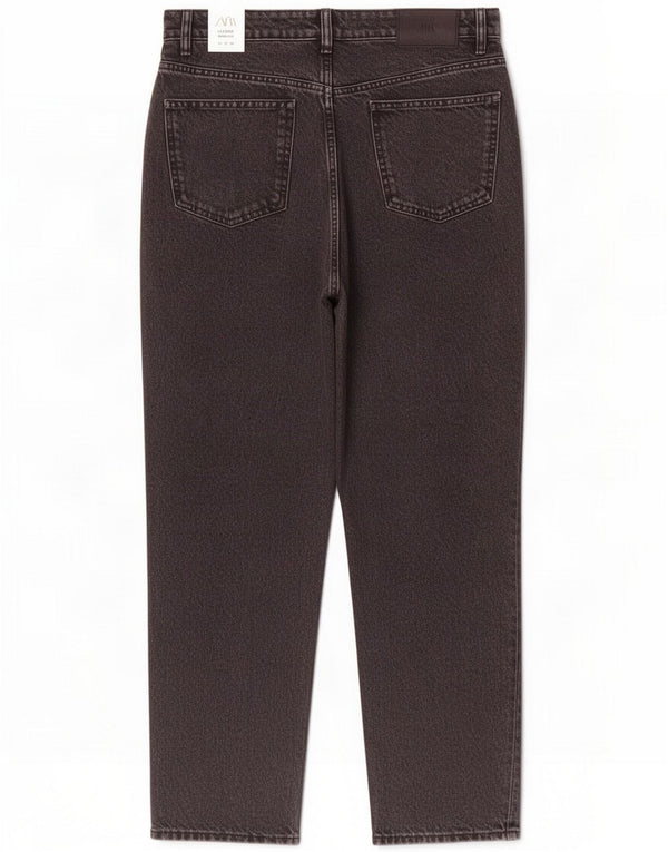 Zara Womens Mom High Rise Tapered Jeans EU 44 XL W30 L27 Black Cotton