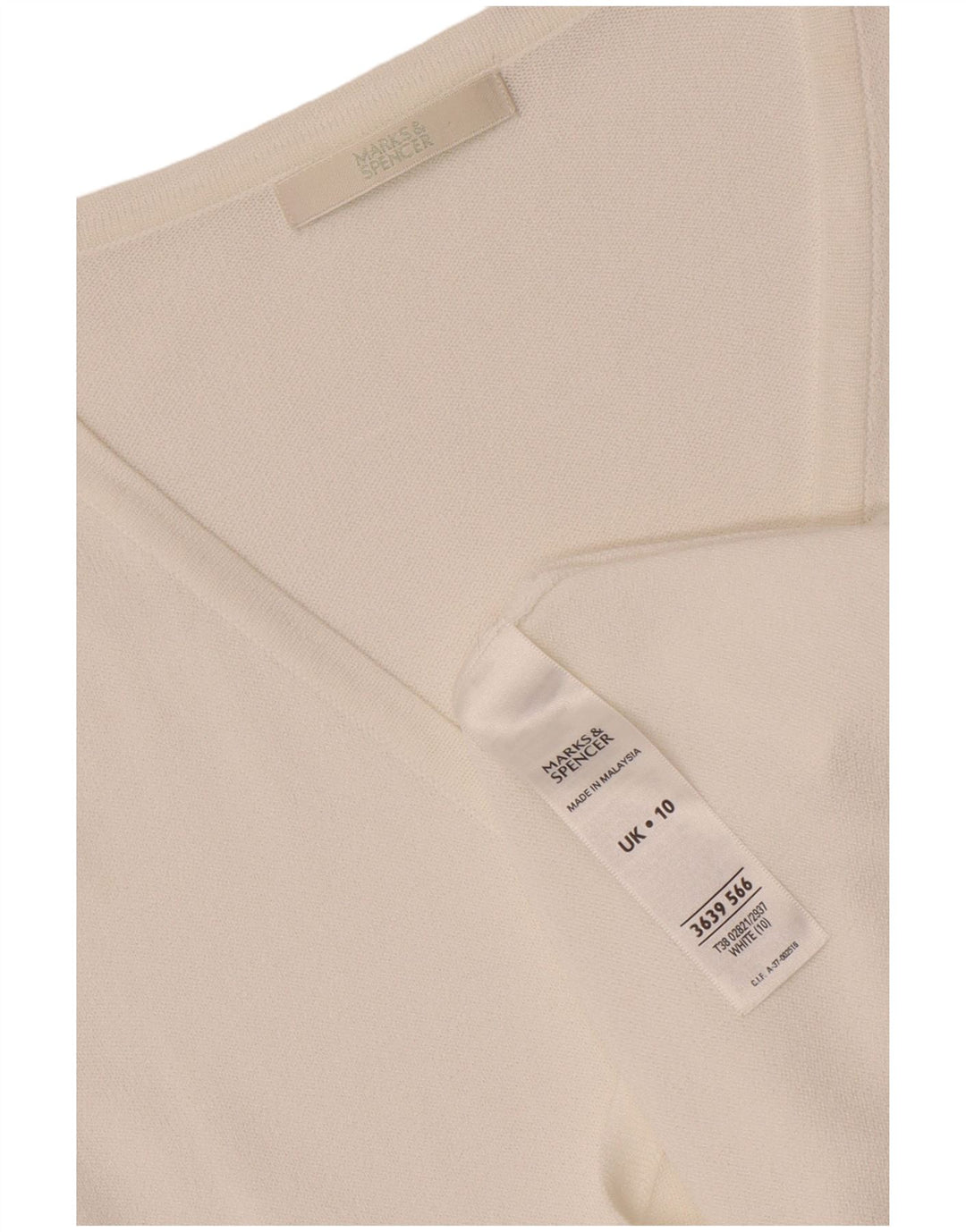 Marks & Spencer Womens 3/4 Sleeve Cardigan Sweater UK 10 Small White