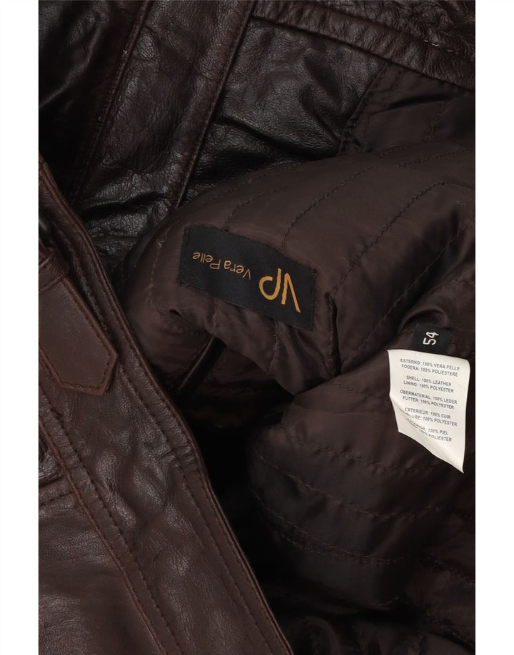 Vintage Mens Bomber Leather Jacket IT 54 2XL Brown Leather