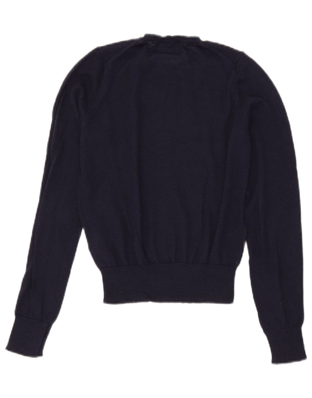 Zara Womens Crop Crew Neck Jumper Sweater UK 10 Small Navy Blue Polyester
