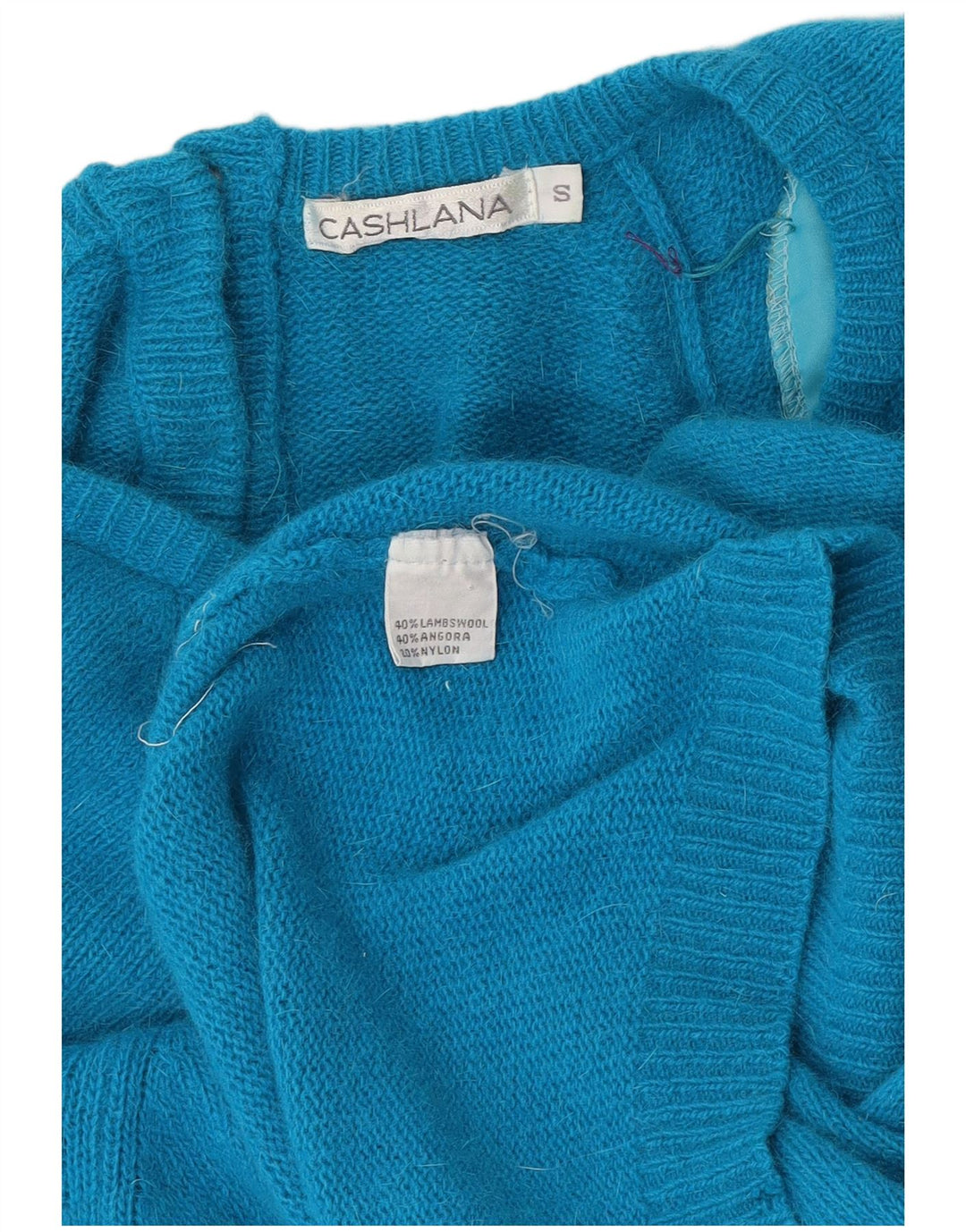 Vintage Womens Longline Oversized Crew Neck Jumper Sweater UK 10 Small Blue