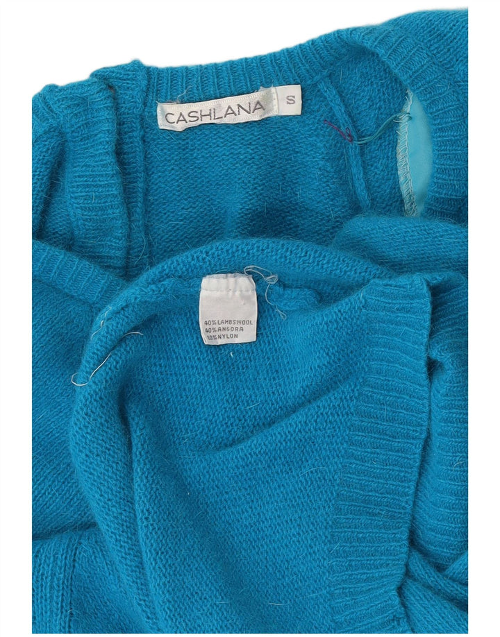 Vintage Womens Longline Oversized Crew Neck Jumper Sweater UK 10 Small Blue