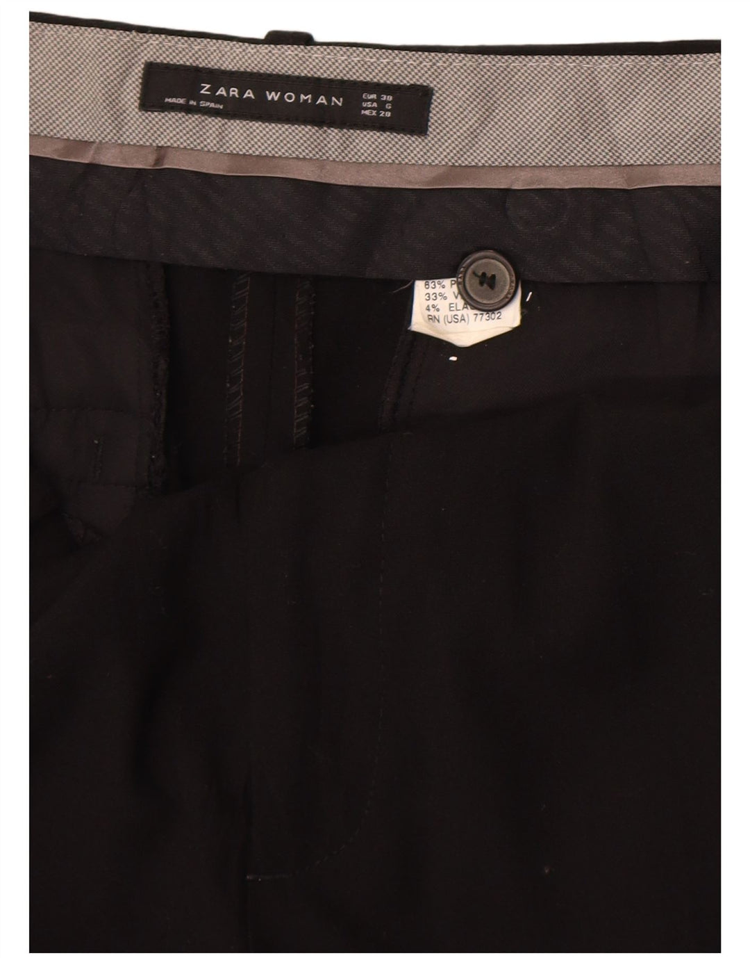 Zara Womens Straight Chino Trousers EU 38 Small W28 L31 Black Polyester