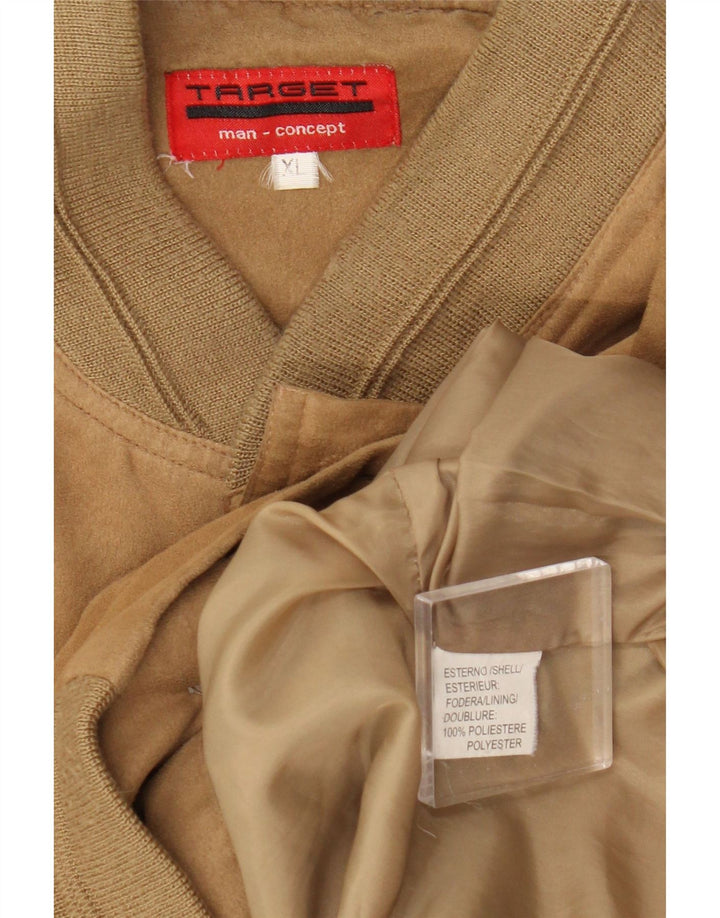Vintage Mens Bomber Jacket UK 42 XL Brown Polyester