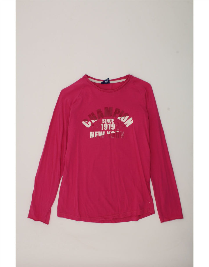 CHAMPION Girls Graphic Top Long Sleeve 13-14 Years XL Pink | Vintage Champion | Thrift | Second-Hand Champion | Used Clothing | Messina Hembry 