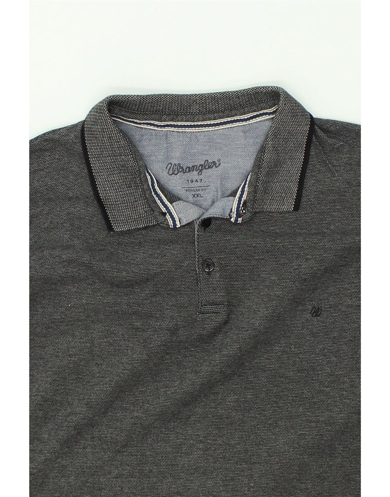 WRANGLER Mens Long Sleeve Polo Shirt 2XL Grey Cotton | Vintage Wrangler | Thrift | Second-Hand Wrangler | Used Clothing | Messina Hembry 