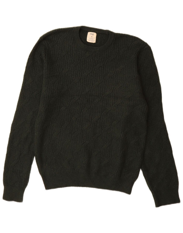 Marks & Spencer Mens Crew Neck Jumper Sweater Medium Green Polyamide