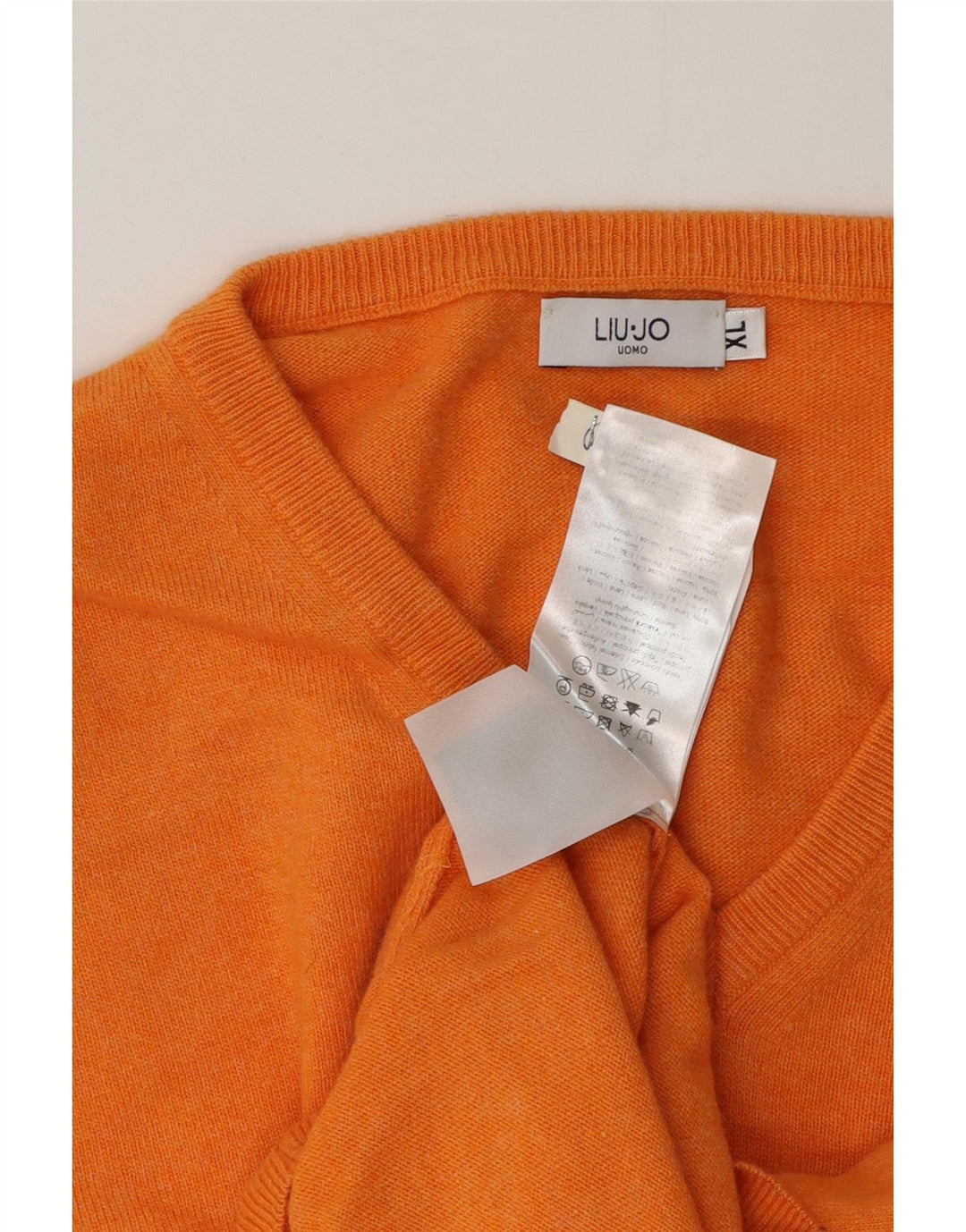 Liu Jo Mens V-Neck Jumper Sweater XL Orange Wool