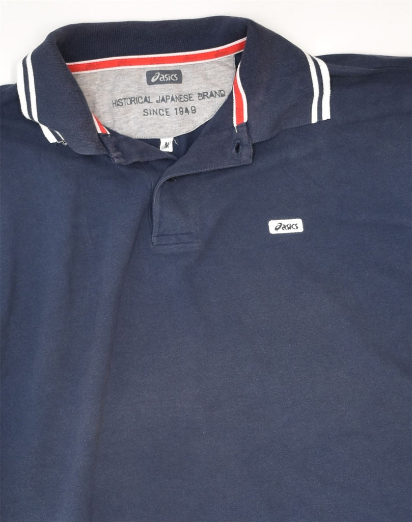 ASICS Mens Polo Shirt Medium Navy Blue Cotton | Vintage Asics | Thrift | Second-Hand Asics | Used Clothing | Messina Hembry 