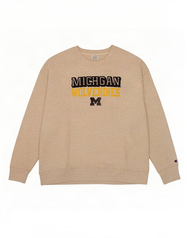 Champion Mens Michigan Wolverines Sweatshirt Jumper 3XL Beige Flecked