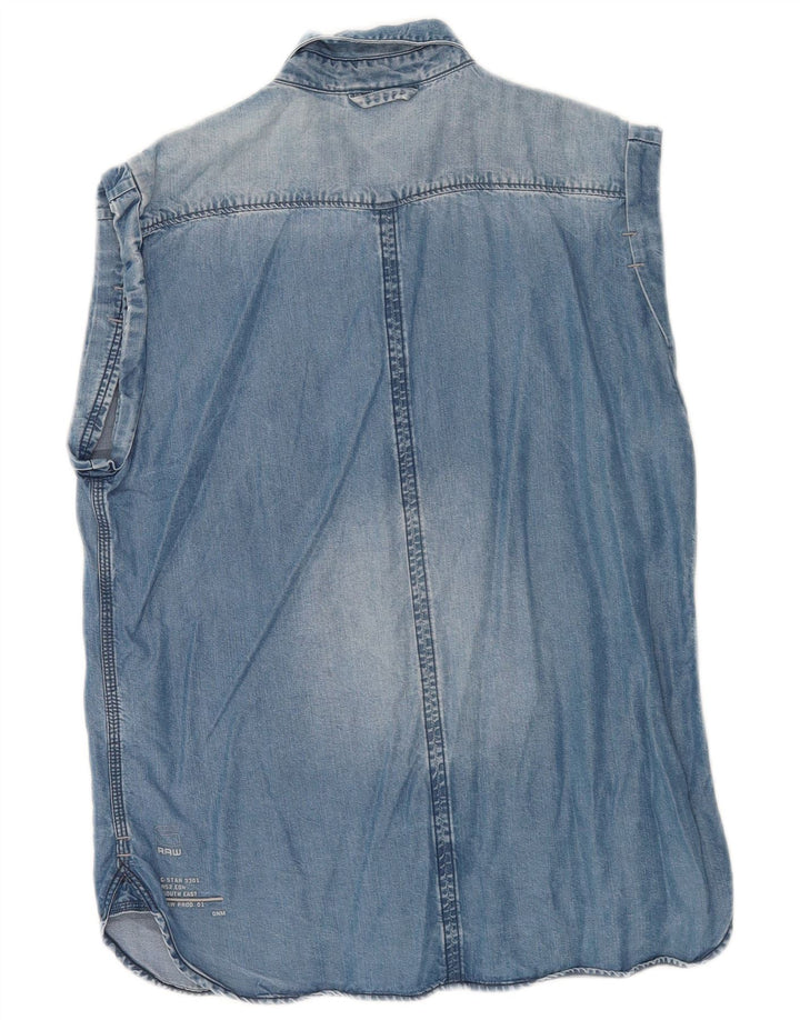 G-Star Womens Sleeveless Denim Shirt UK 14 Medium Blue Lyocell