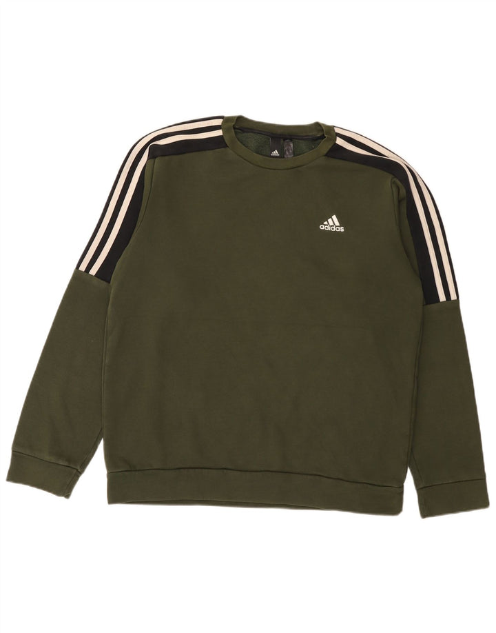 Adidas Mens Sweatshirt Jumper Small Khaki Colourblock Cotton