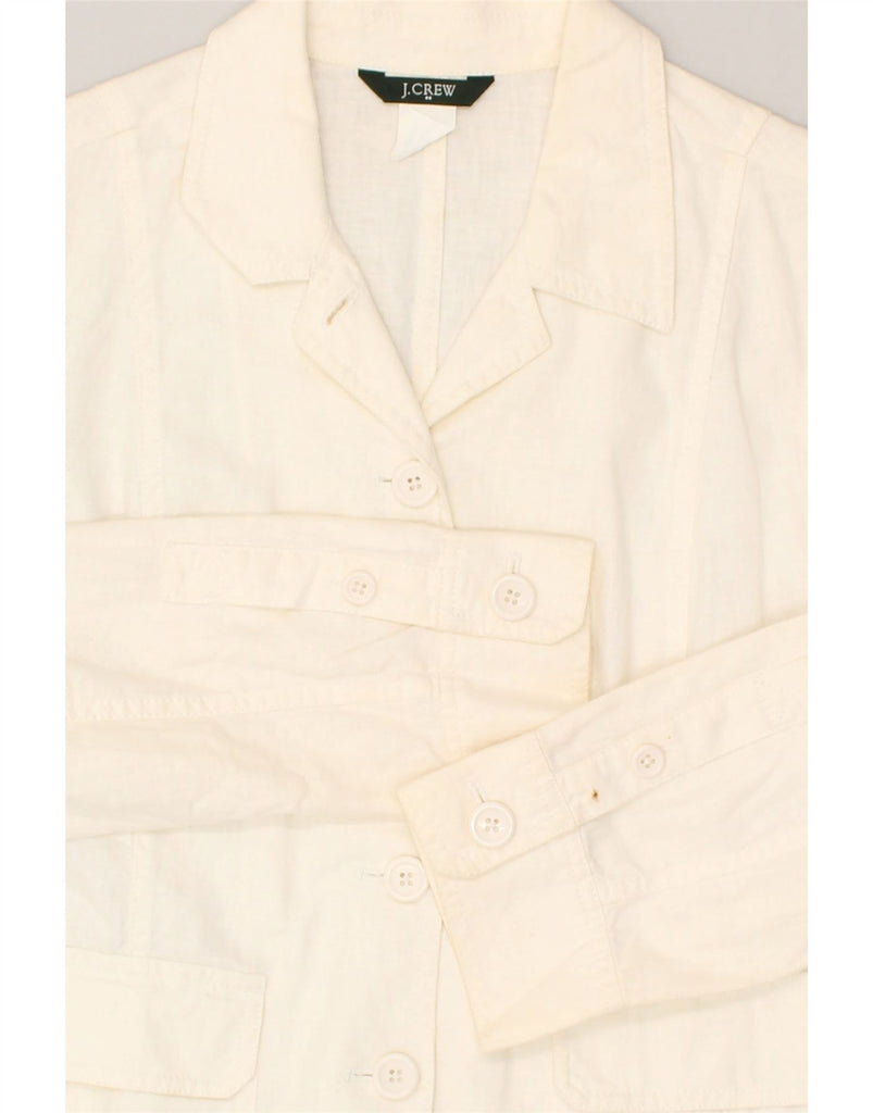 J. CREW Womens 4 Button Blazer Jacket UK 14 Medium Off White Linen | Vintage J. Crew | Thrift | Second-Hand J. Crew | Used Clothing | Messina Hembry 