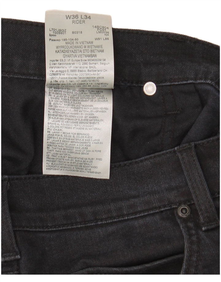 Lee Mens Rider Straight Jeans W36 L34 Black Cotton