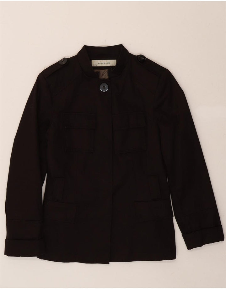 ZARA Womens Utility Jacket UK 14 Large Black Cotton Vintage Zara and Second-Hand Zara from Messina Hembry 
