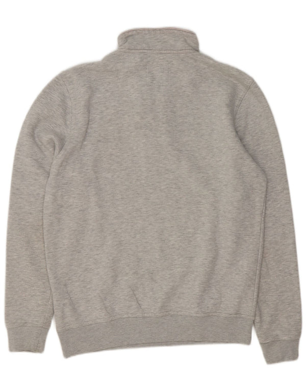 Crew Clothing Mens Zip Neck Sweatshirt Jumper Large Grey Flecked Cotton