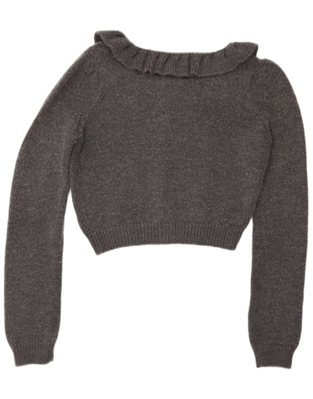 Max & Co. Womens Crop Cardigan Sweater UK 12 Medium Grey Wool