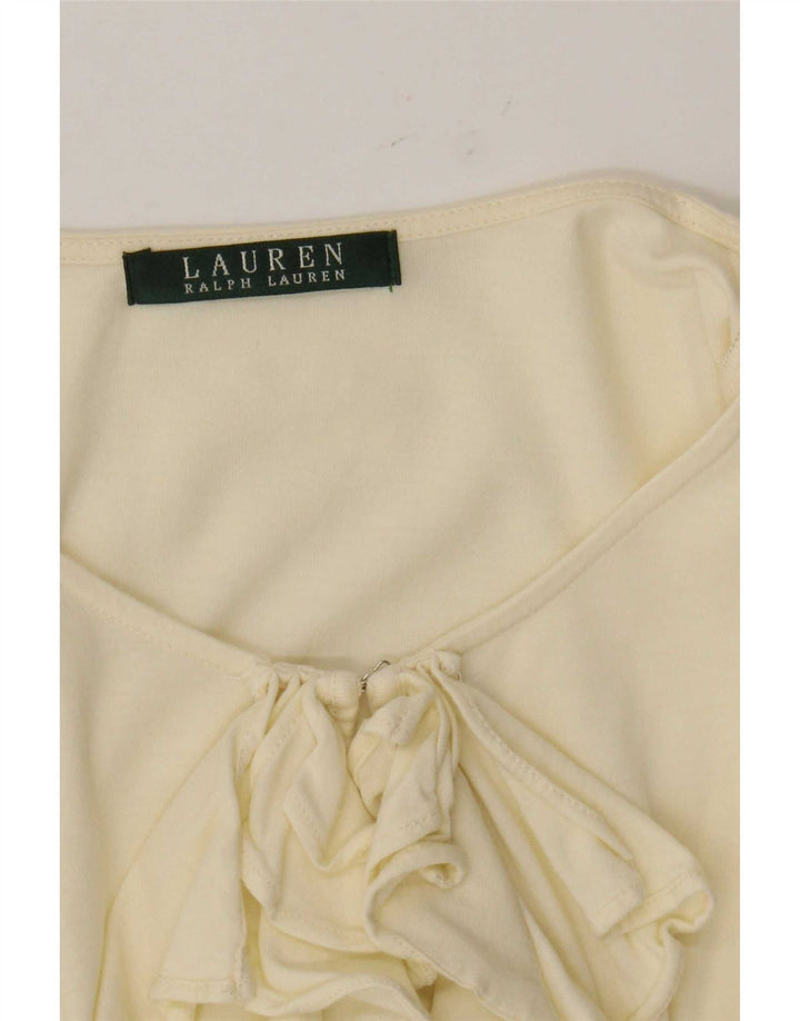 Ralph Lauren Womens Ruffle Front Top Long Sleeve UK 12 Medium Yellow
