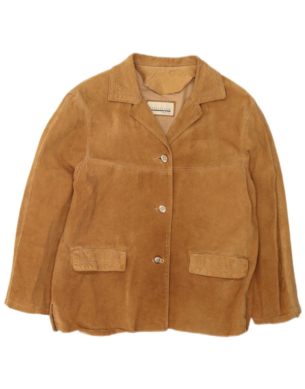 Rossodisera Womens 3 Button Suede Blazer Jacket UK 14 Medium Beige