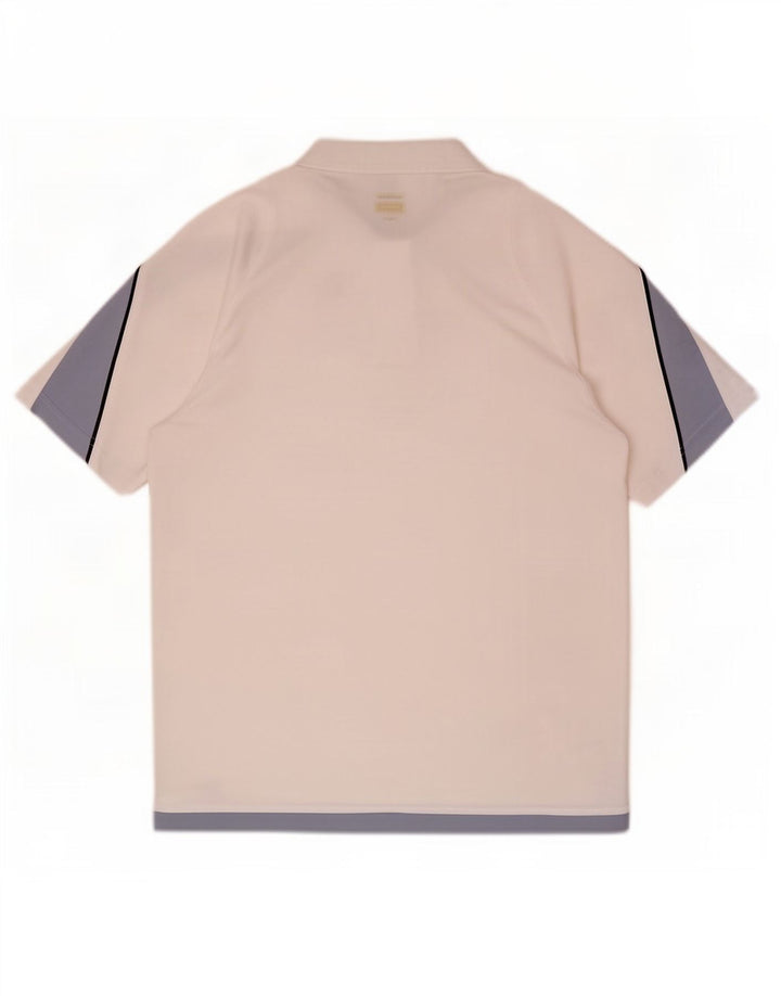 Reebok Mens Polo Shirt Large White Colourblock Polyester