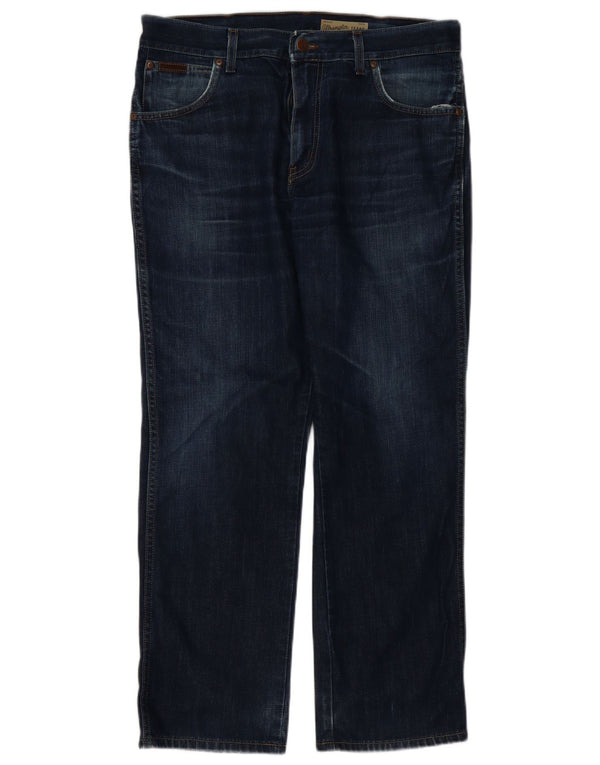 Wrangler Mens Texas Straight Jeans W36 L30 Navy Blue Cotton