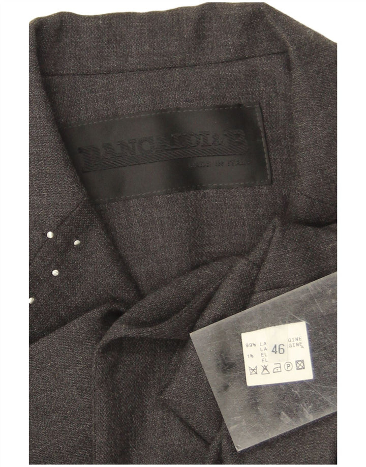 Pancaldi & B Womens Open Blazer Jacket IT 46 Large Grey Virgin Wool