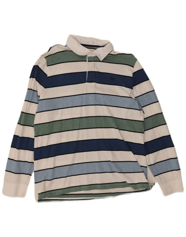 Crew Clothing Mens Long Sleeve Rugby Polo Shirt XL Multicoloured Striped