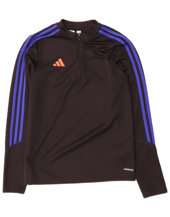 Adidas Boys Aeroready Zip Neck Pullover Tracksuit Top 13-14 Years Black