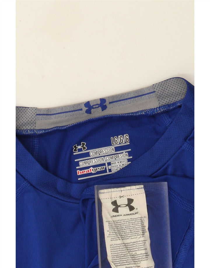 Under Armour Mens Heat Gear Graphic Top Long Sleeve Large Blue Polyester