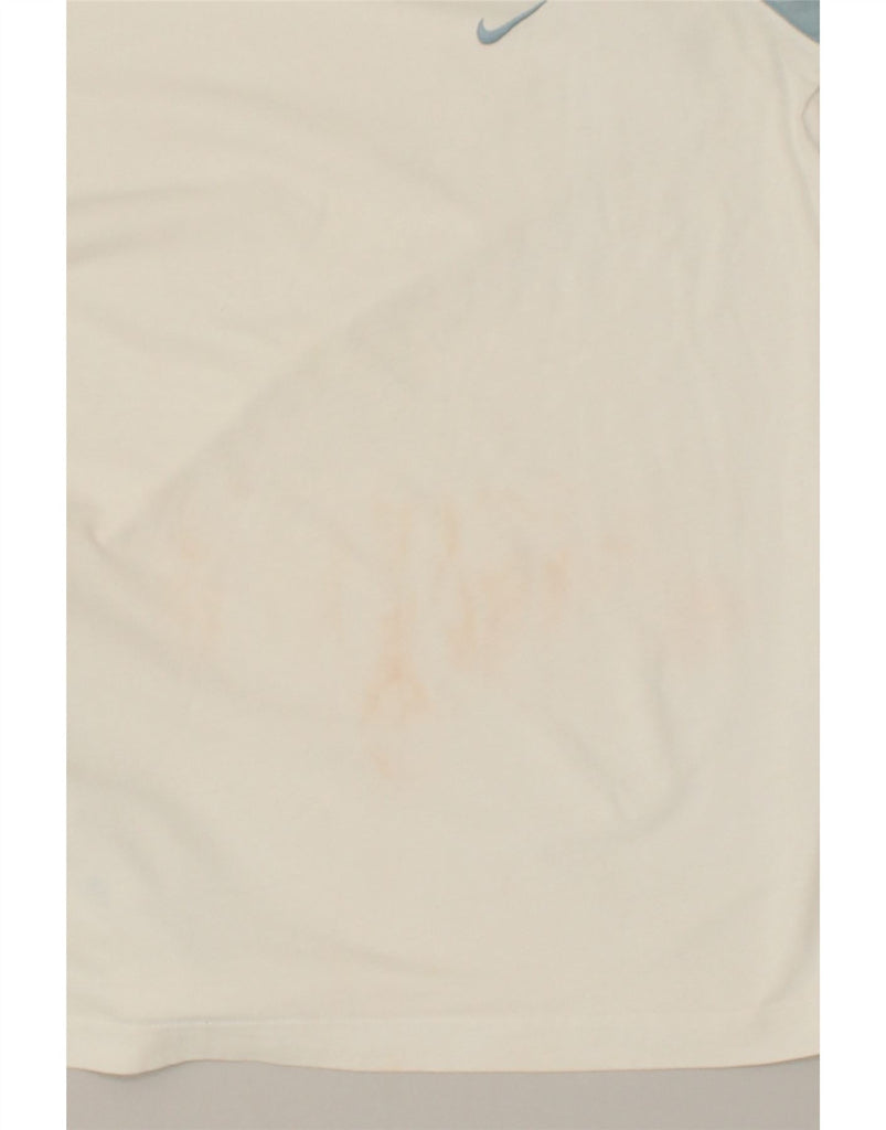 NIKE Womens Top Long Sleeve UK 14 Medium White Colourblock Cotton | Vintage Nike | Thrift | Second-Hand Nike | Used Clothing | Messina Hembry 