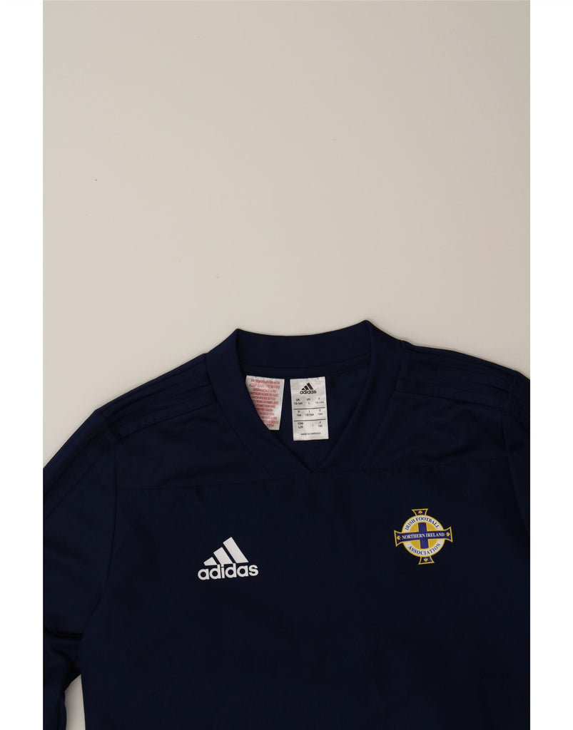 ADIDAS Boys Irish Football Top Long Sleeve 13-14 Years Navy Blue Polyester Vintage Adidas and Second-Hand Adidas from Messina Hembry 