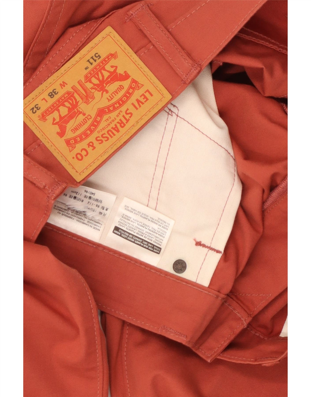 LEVI'S Mens 511 Slim Fit Casual Trousers W38 L32 Orange