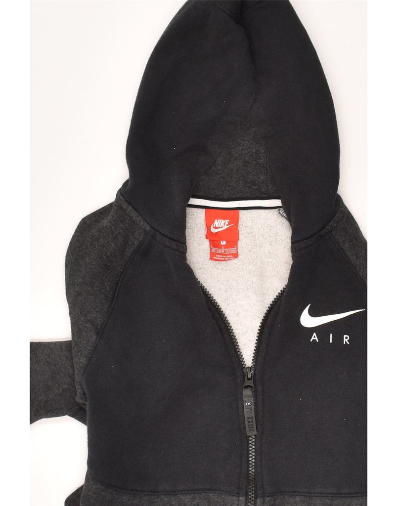 NIKE Boys Graphic Zip Hoodie Sweater 12-13 Years Large Grey Colourblock | Vintage Nike | Thrift | Second-Hand Nike | Used Clothing | Messina Hembry 