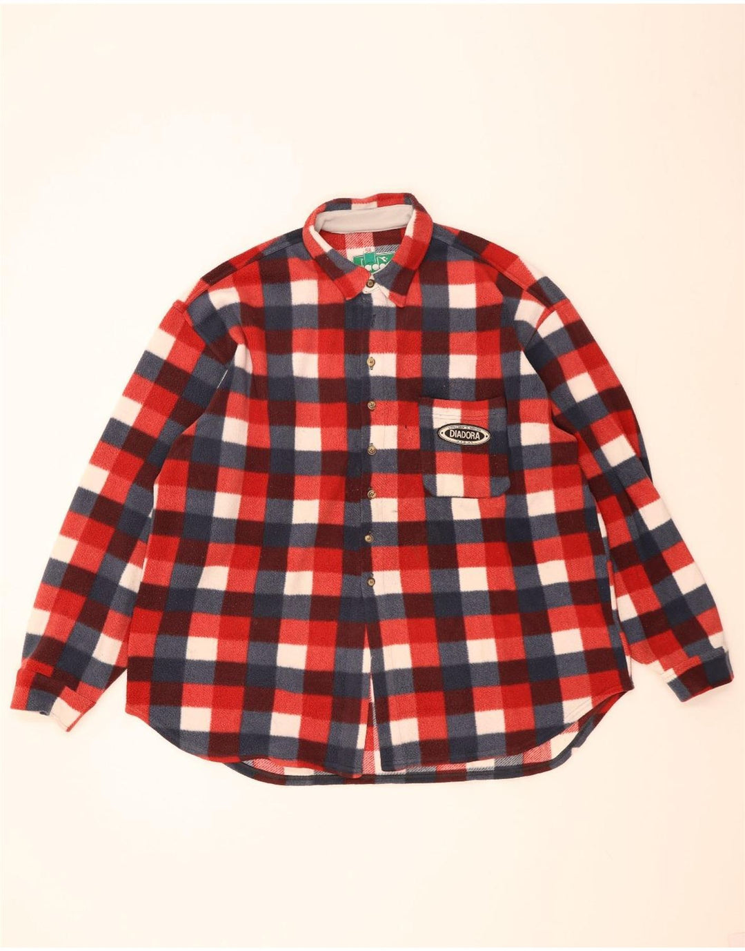 Diadora Mens Fleece Shirt IT 58 2XL Red Check