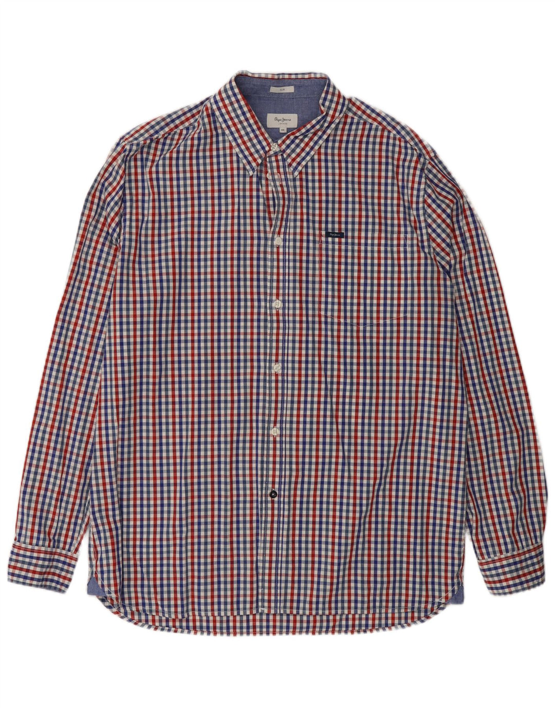 PEPE JEANS Mens Slim Shirt 2XL Multicoloured Gingham Cotton