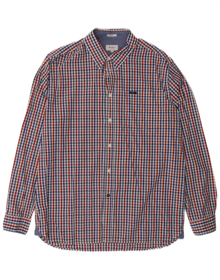 PEPE JEANS Mens Slim Shirt 2XL Multicoloured Gingham Cotton