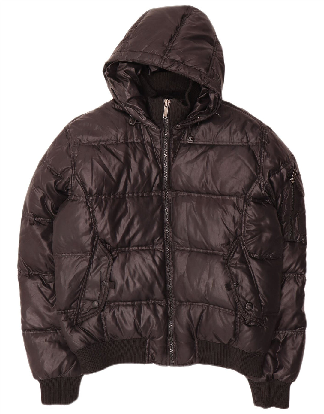 BOMBOOGIE Mens Hooded Padded Jacket UK 44 2XL Black Polyester