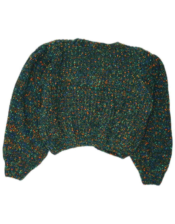 Cider Womens Crop Cardigan Sweater UK 16 Large Green Flecked Polyester