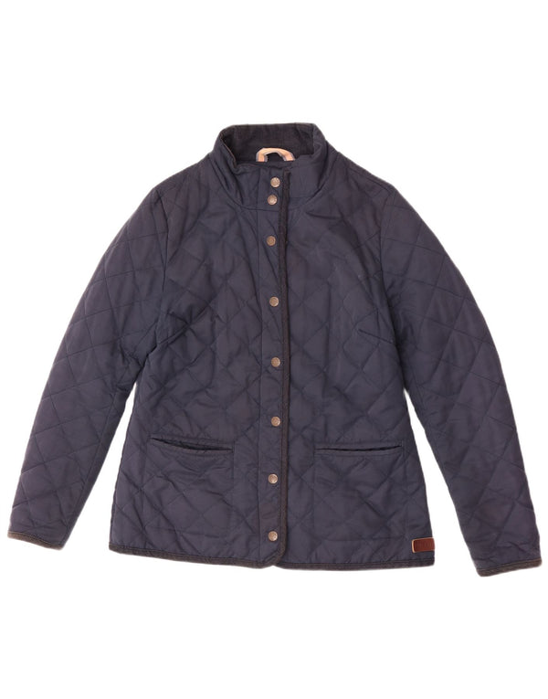 Fat Face Womens Quilted Jacket UK 12 Medium  Navy Blue Polyester