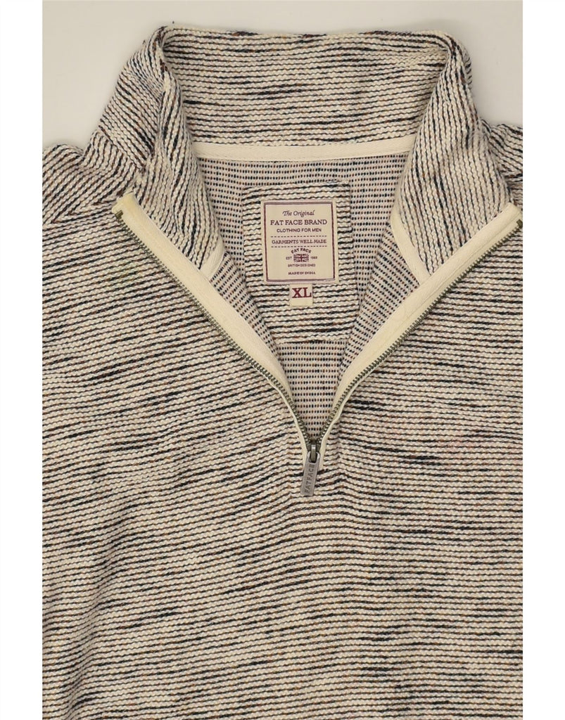 FAT FACE Mens Zip Neck Sweatshirt Jumper XL Grey Flecked Cotton | Vintage Fat Face | Thrift | Second-Hand Fat Face | Used Clothing | Messina Hembry 