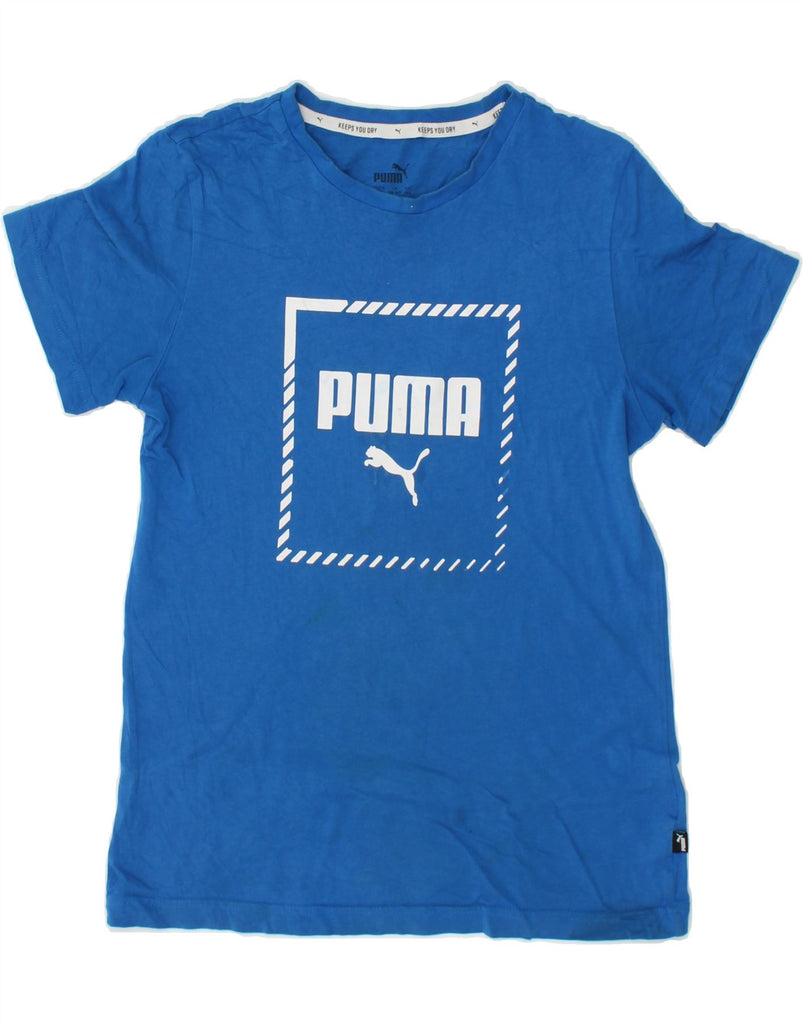 PUMA Boys Graphic T-Shirt Top 13-14 Years Blue Cotton | Vintage Puma | Thrift | Second-Hand Puma | Used Clothing | Messina Hembry 