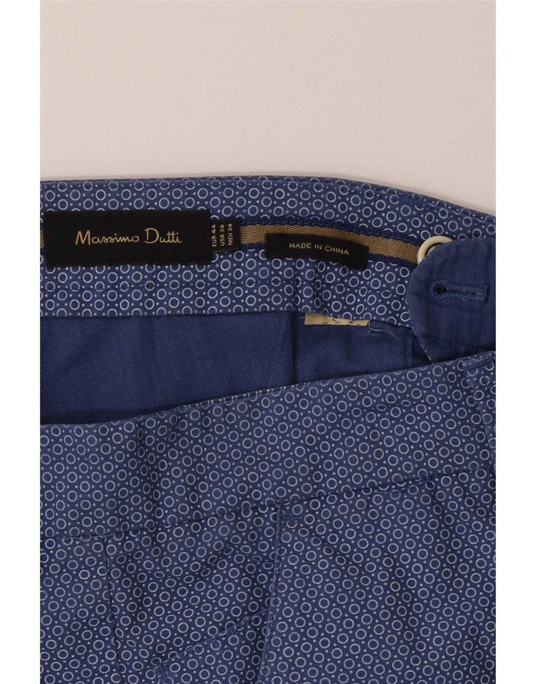 Massimo Dutti Mens Chino Shorts EU 44 Large W34 Navy Blue Spotted